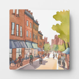 Placa Expositora Paseo en bicicleta de Boston | Arte de acuarela de