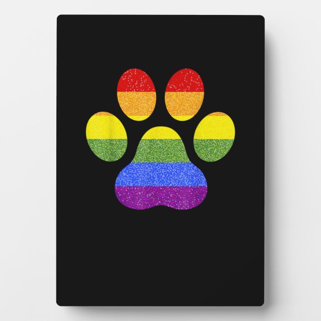 Placa Expositora Pasta arcoiris Imprimir perro Paw simpatizante del (Frente)