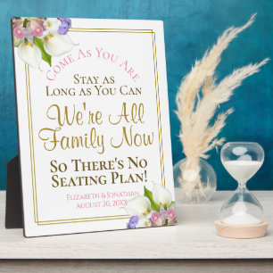 Placa Expositora Pastel Floral Sin Plan de Asientos Boda Rótulo