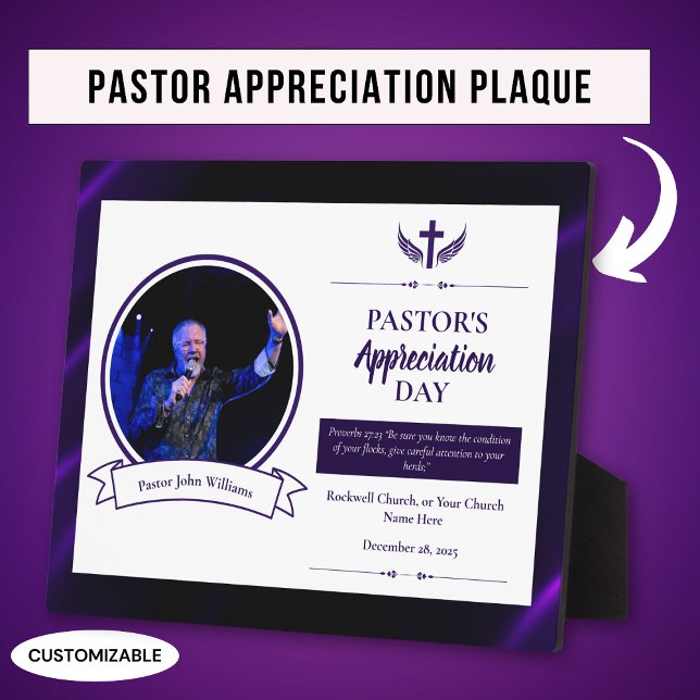 Placa Expositora Pastor Agradecimiento Iglesia Mesa Morado Negro (Subido por el creador)