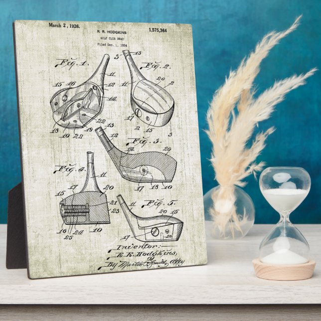 Placa Expositora Patente cabeza del club de golf de los años 20 (Lado)