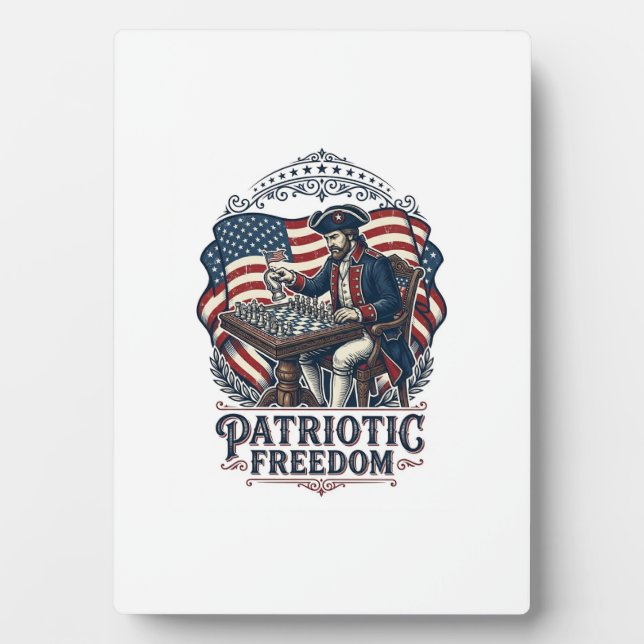 Placa Expositora Patriotic Chess Player Vector Graphic Tee (Frente)