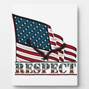 Placa Expositora Patriotic Respect with Bald Eagle and USA flag
