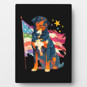 Placa Expositora Patriotic Rottweiler con arte de la bandera de Est