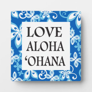 Placa Expositora PATRÓN ALOHA HAWAII EN AZUL x 2- "Ohana"