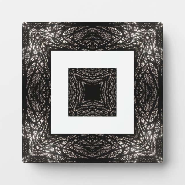 Placa Expositora Patrón de árbol blanco y negro (Frente)