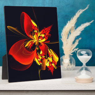 Placa Expositora Patrón de arte abstracto moderno floral amarillo r