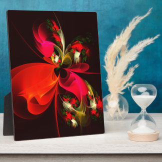 Placa Expositora Patrón de arte abstracto rojo verde floral moderno