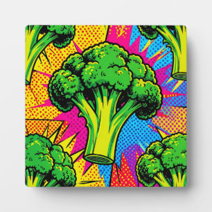 Placa Expositora Patrón de brócoli de arte pop vibrante