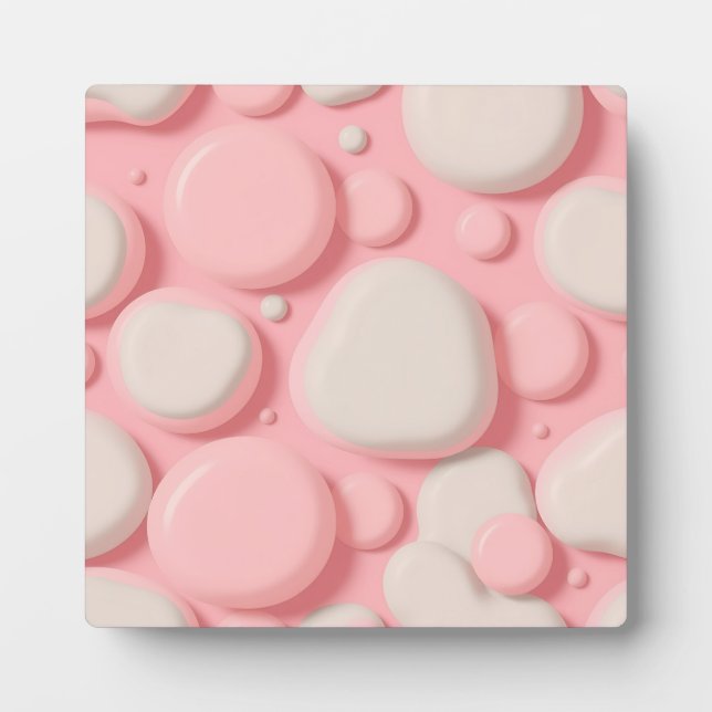 Placa Expositora Patrón de burbuja 3D rosa blanco abstracto pastel  (Frente)