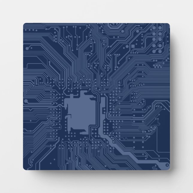 Placa Expositora Patrón de circuito de la tarjeta madre azul geek (Frente)