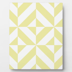 Placa Expositora Patrón de cubo de deco geométrico amarillo pálido