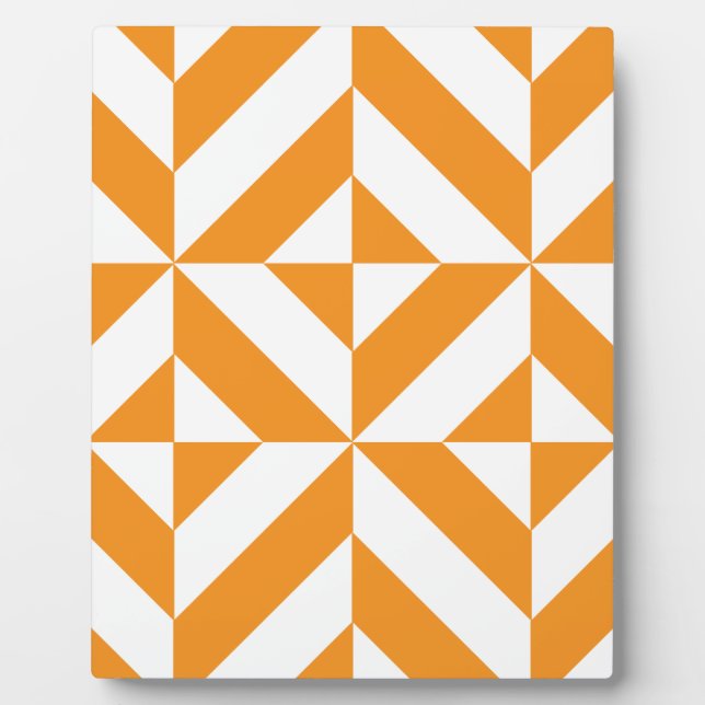 Placa Expositora Patrón de cubo de deco geométrico del Naranja quem (Frente)
