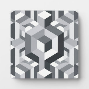 Placa Expositora Patrón de Cubo Isométrico Monocromo