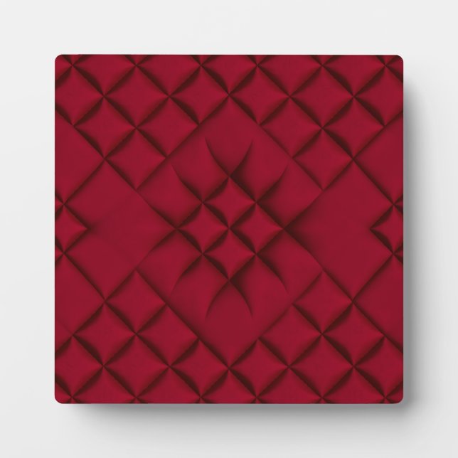 Placa Expositora Patrón de Cuero Acolchado Rojo Intenso (Frente)