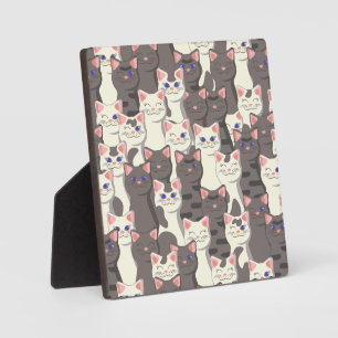 Placa Expositora Patrón de gatos blancos y grises