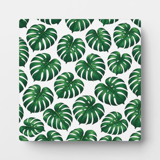 Placa Expositora Patrón de hoja tropical de Monstera (Frente)