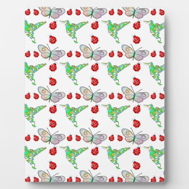 Placa Expositora Patrón de mariposa, colibrí y batiburrillo persona (Frente)