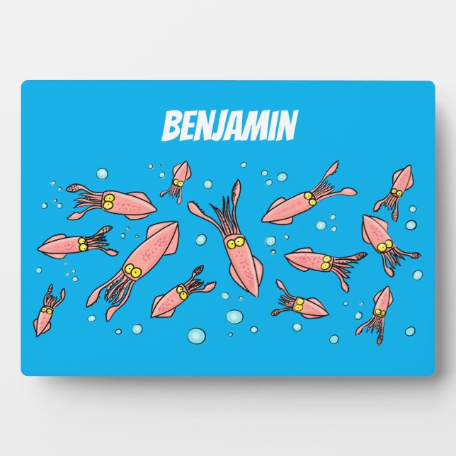 Placa Expositora Patrón de personalizado de calamar rosa gracioso (Frente)