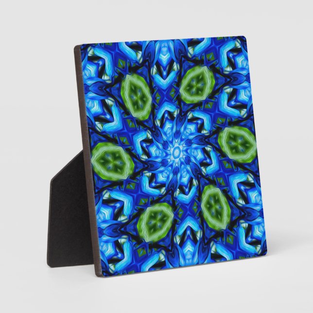 Placa Expositora Patrón floral azul abstracto (Anverso)