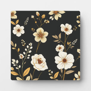 Placa Expositora Patrón Floral Negro Cream Gold