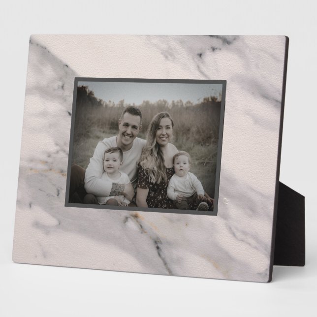 Placa Expositora Patrón moderno de mármol rosa y negro (Lado)