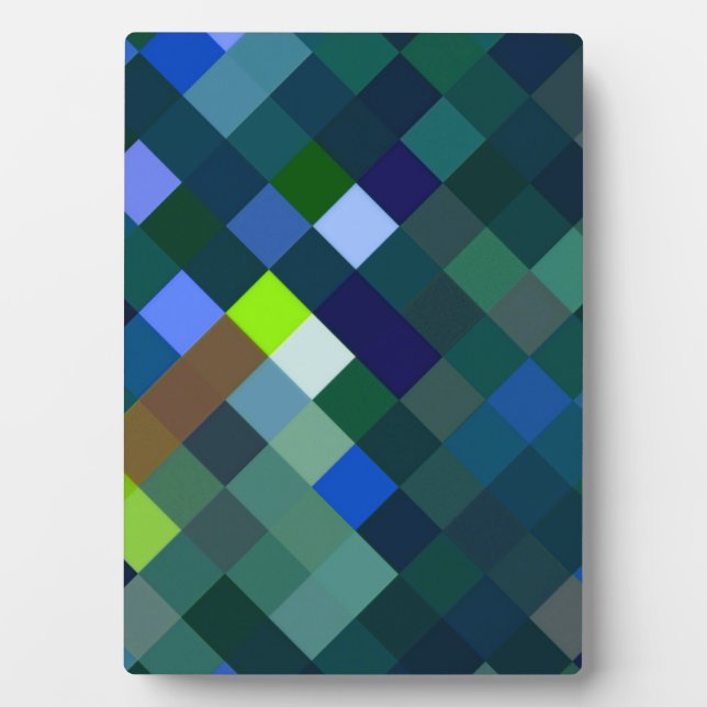 Placa Expositora Patrón Pixelado - Azul (Frente)