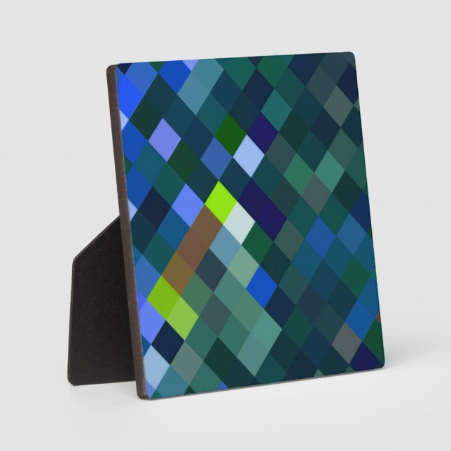 Placa Expositora Patrón Pixelado - Azul (Anverso)