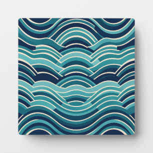 Placa Expositora Patrón repetitivo de olas del océano geométricas a