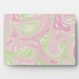 Placa Expositora Patrón rosa Verde De Swirl Líquido