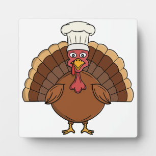 Placa Expositora Pavo de dibujos animados de chef Día de Acción de