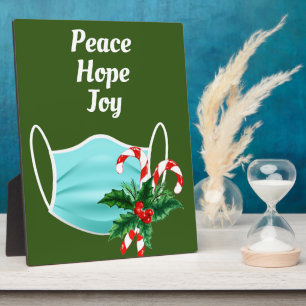 Placa Expositora Peace Hope Joy Mask & Candy Canes