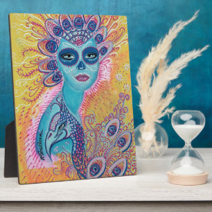 Placa Expositora Peacock Sugar Skull Art