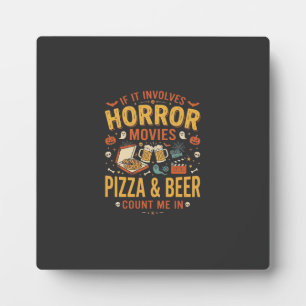Placa Expositora Peliculas de Terror Pizza Cerveza Halloween Diseño