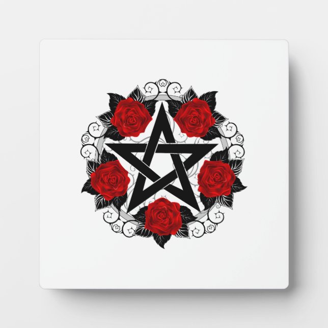 Placa Expositora Pentagram con rosas rojas (Frente)