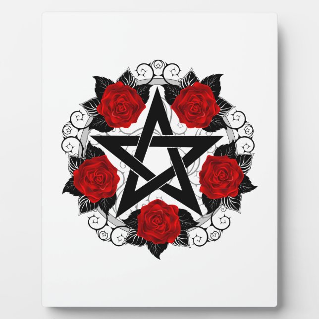 Placa Expositora Pentagram con rosas rojas (Frente)