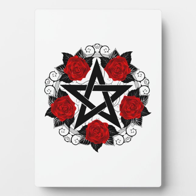 Placa Expositora Pentagram con rosas rojas (Frente)