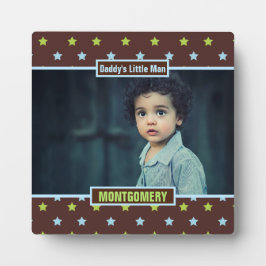 Placa Expositora Pequeño hombre marrón estrellas y foto de niños