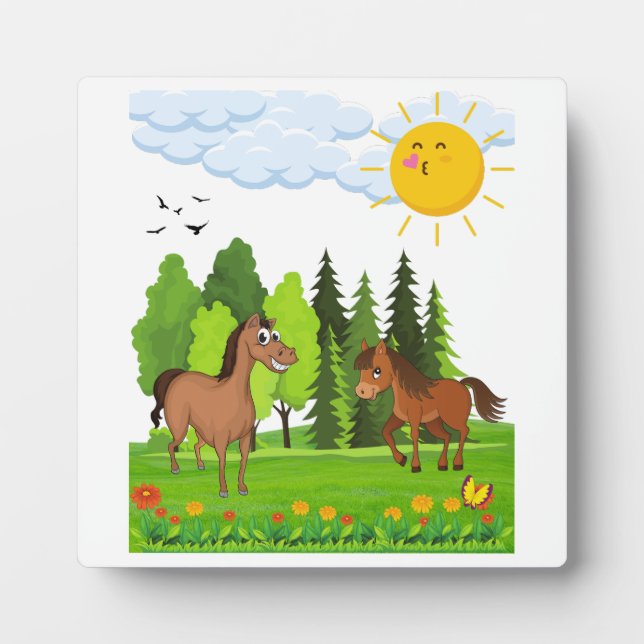 Placa Expositora Pequeños caballos de diseño para niños (Frente)