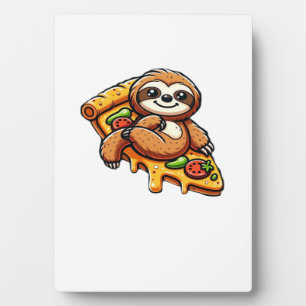 Placa Expositora Perezoso divertido comiendo Pizza, Camiseta clásic