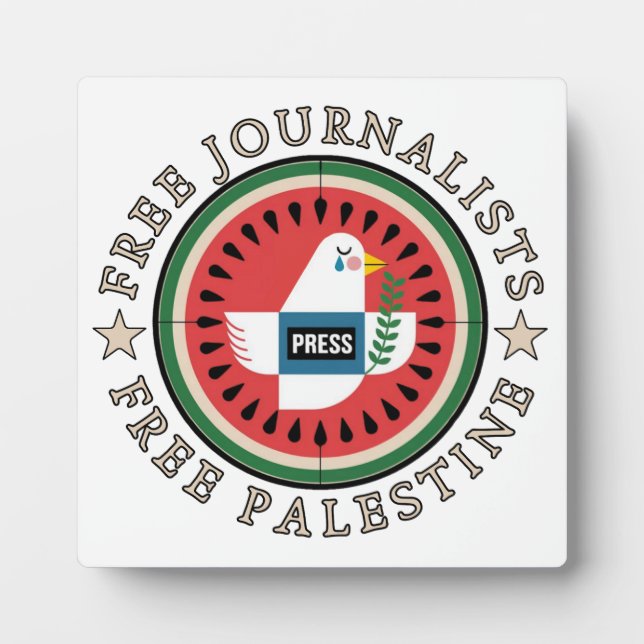 Placa Expositora Periodistas Libres Palestina Libre (Frente)