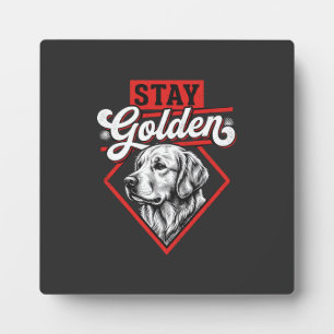 Placa Expositora Permanece dorado perro retriever dorado