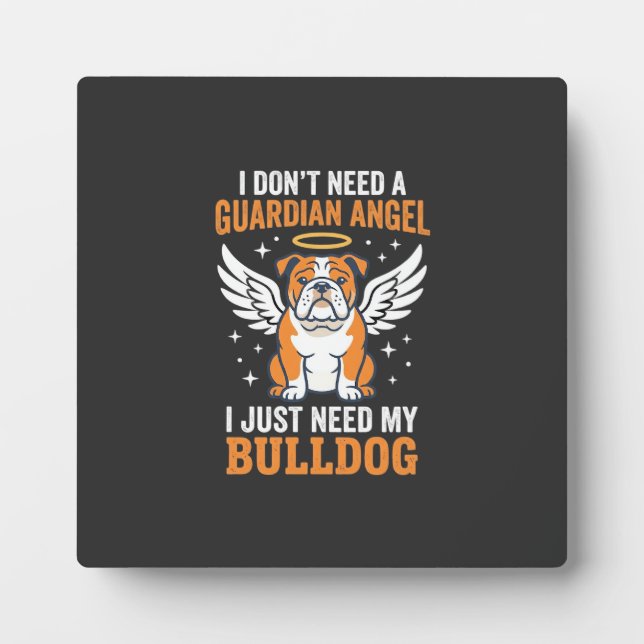 Placa Expositora Perro Ángel de la Guarda Bulldog (Frente)