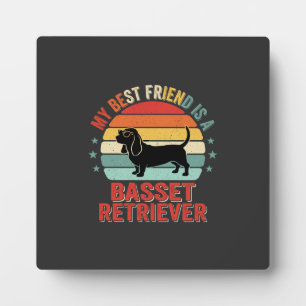 Placa Expositora Perro Basset Retriever Atardecer Retro
