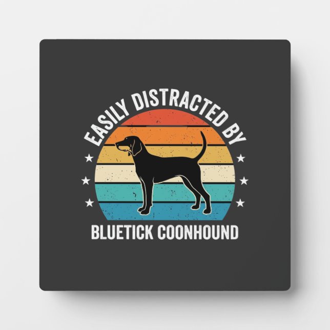 Placa Expositora Perro Bluetick Coonhound Atardecer Retro (Frente)