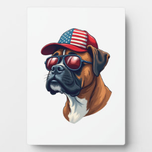 Placa Expositora Perro Boxer con Blanco Rojo Azul