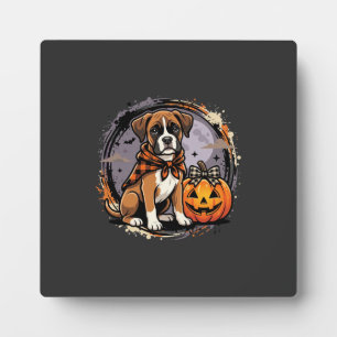 Placa Expositora Perro Boxer Halloween Calabaza Sublimación