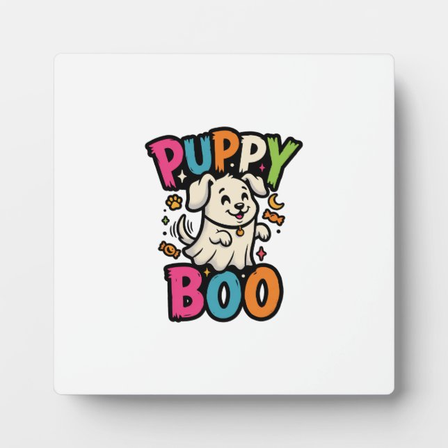 Placa Expositora Perro Cachorro Boo de Halloween (Frente)