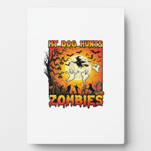 Placa Expositora Perro Caza Zombies Halloween Fantasmas Bruja Luna