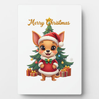Placa Expositora Perro Chihuahua Feliz Navidad